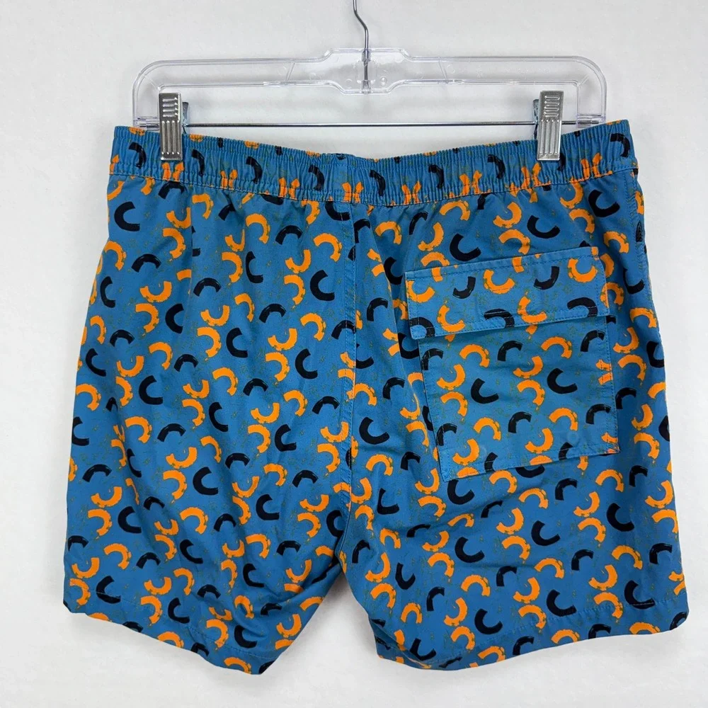 Psycho Bunny Swim Trunks Men S Blue Abstract Print Board Shorts Beach Pool Surf